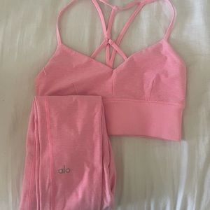 alo yoga matching pink set
